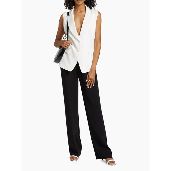 Milly Alba Sleeveless Notched Collar Lined Blazer Vest White 52AJ66-J NEW US 6 - Picture 5 of 12